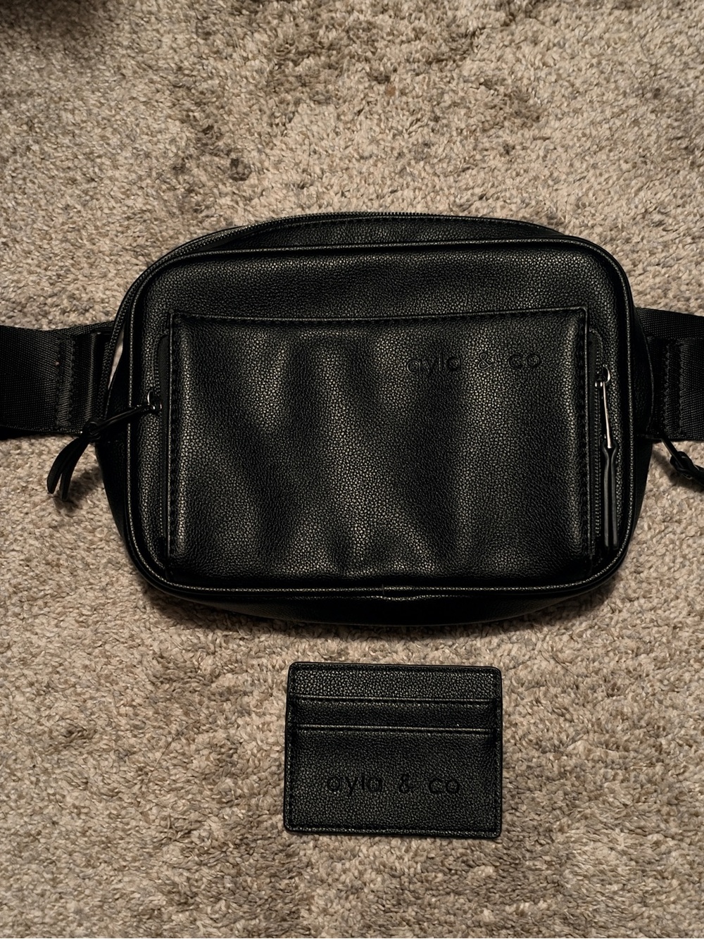 Ayla & Co Black Vegan Leather Crossbody Belt Bag